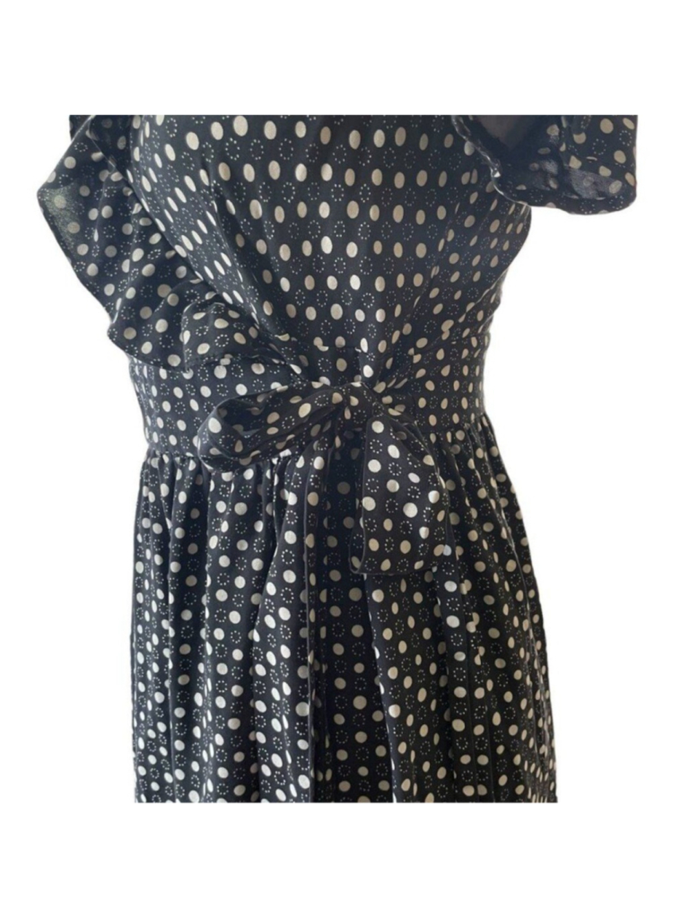 J Crew Black Cream Polka Dot Silk Wrap Dress Medium - Picture 8 of 10